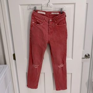 Hi-Rise Distressed Slim Fit Jeans